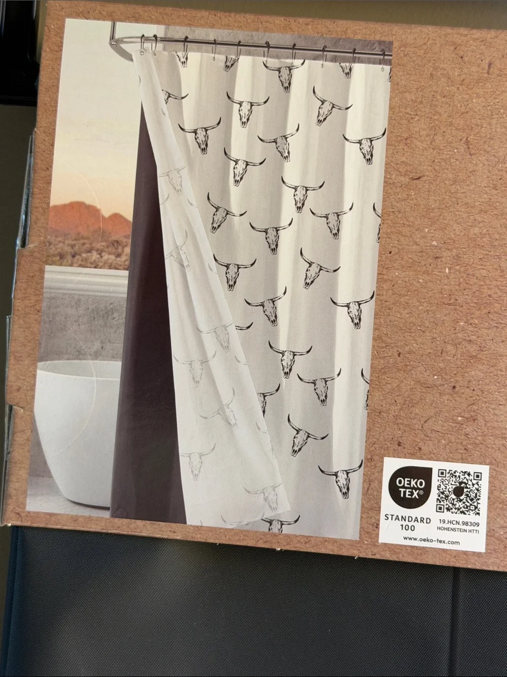 Wrangler Black and‎ White Steer Head Shower Curtain Set